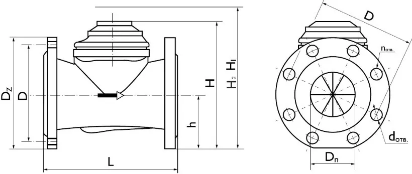 Габаритные размеры счетчика воды ВСТН