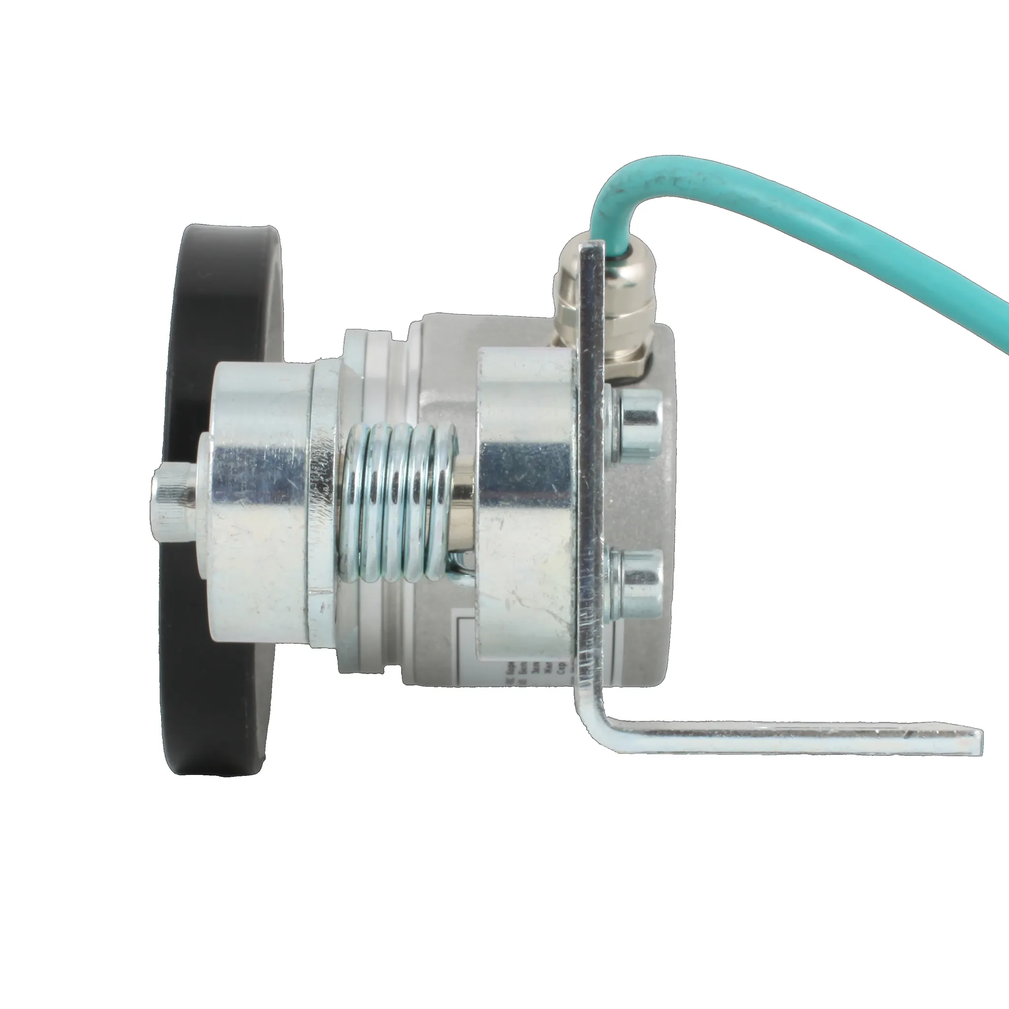 Инкрементальный энкодер D=50мм с мерным колесом L=250мм, контактная поверхность - резина, профиль гладкий, 1имп/0,5мм, 5…30VDC, выход HTL, IP64, -20…+85°C, радиальный кабель 2м