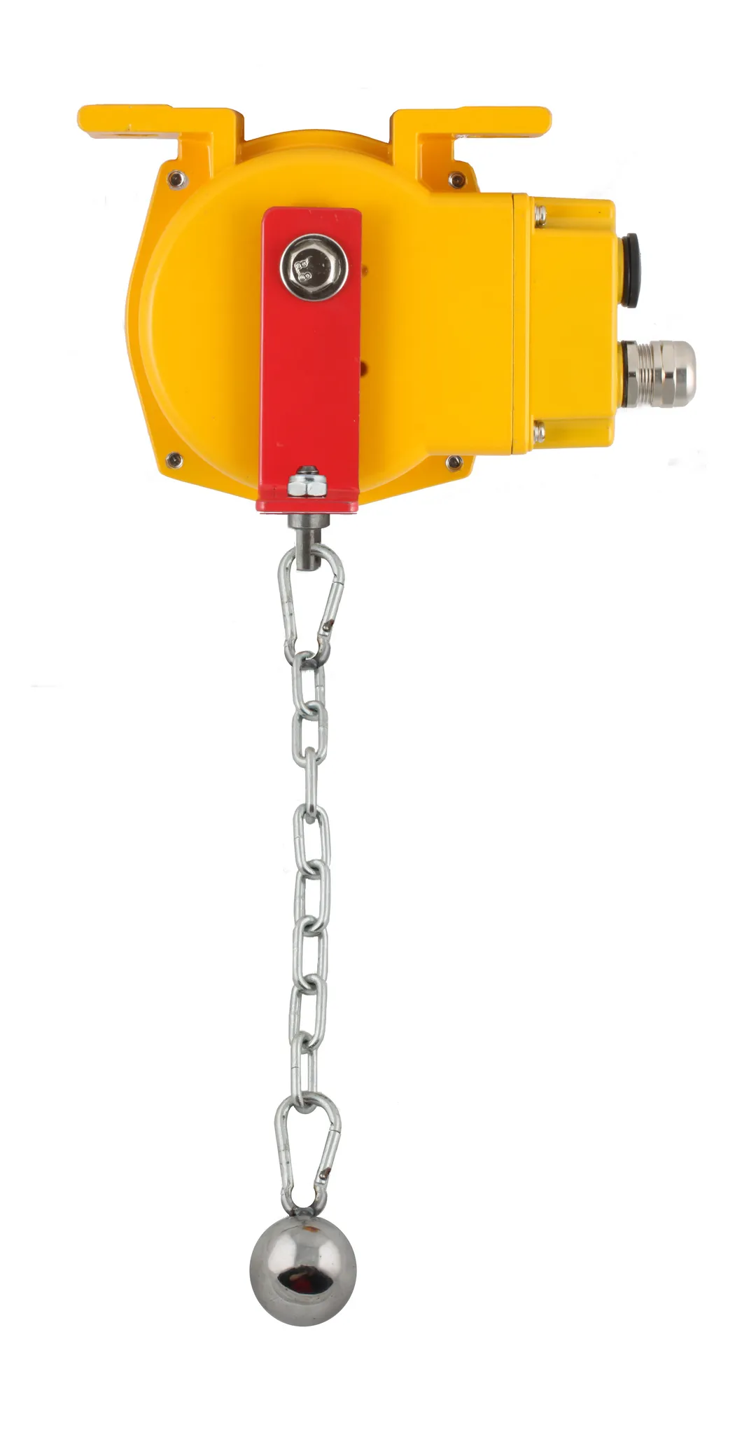 Датчик наличия перегруза на конвейерной ленте в алюм. корпусе, -40...+75С, 250 VAC, 10 A, IP65, релейный выход, крепление чувствительного груза- цепь 1250 мм, нерж. сталь