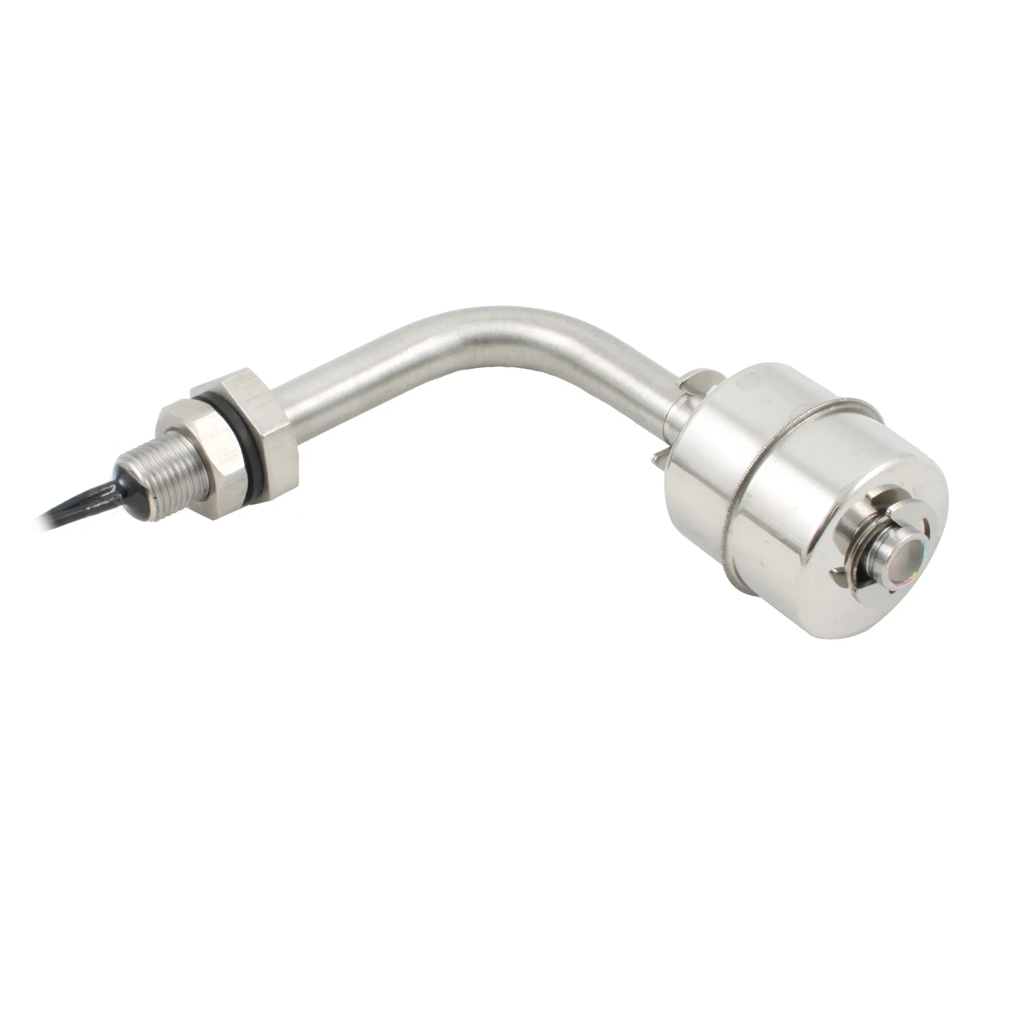 Поплавковый датчик уровня жидкости, Г-образное исполнение, -20 +120 С, соединение- резьба 1/8"PF нерж. сталь, кабель 500 мм, поплавок D=28 мм нерж. сталь