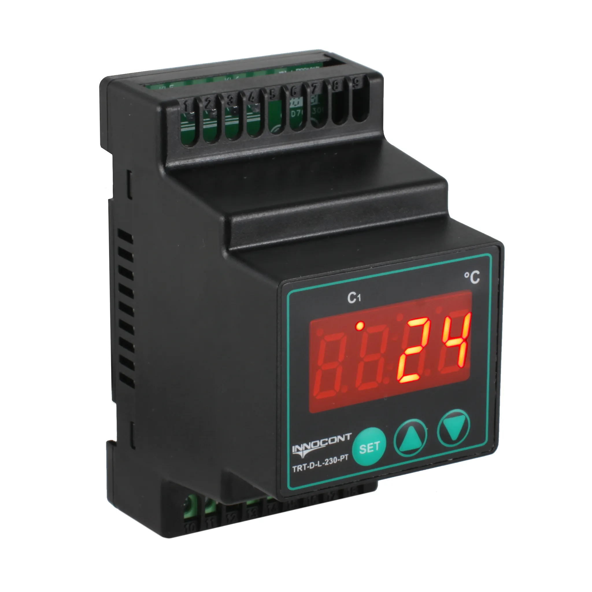 Температурный контроллер, монтаж на DIN-рейку,вход Pt100, выход реле, PID, 230VAC