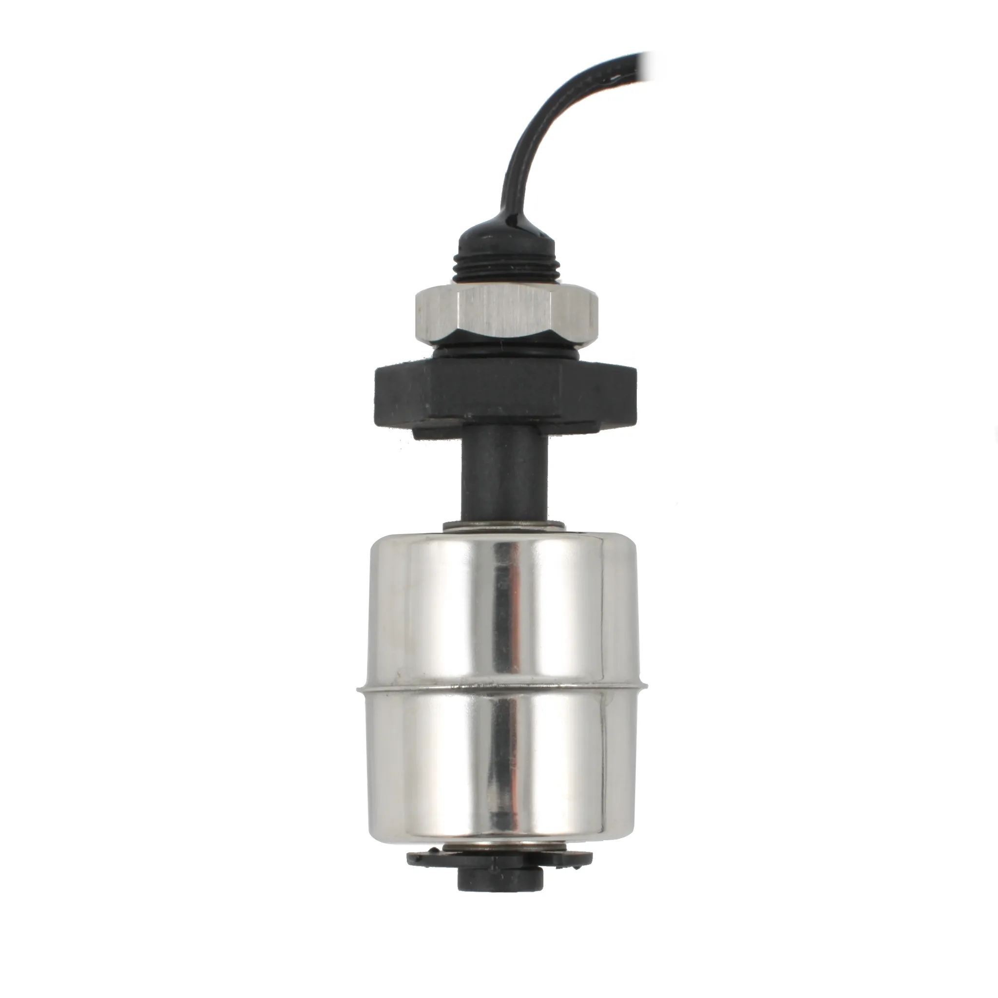 Поплавковый датчик уровня жидкости, вертикальное исполнение, -20 +80 С, соединение- резьба 1/8"PF полипропилен, кабель 500 мм, поплавок D=25 мм нерж. сталь