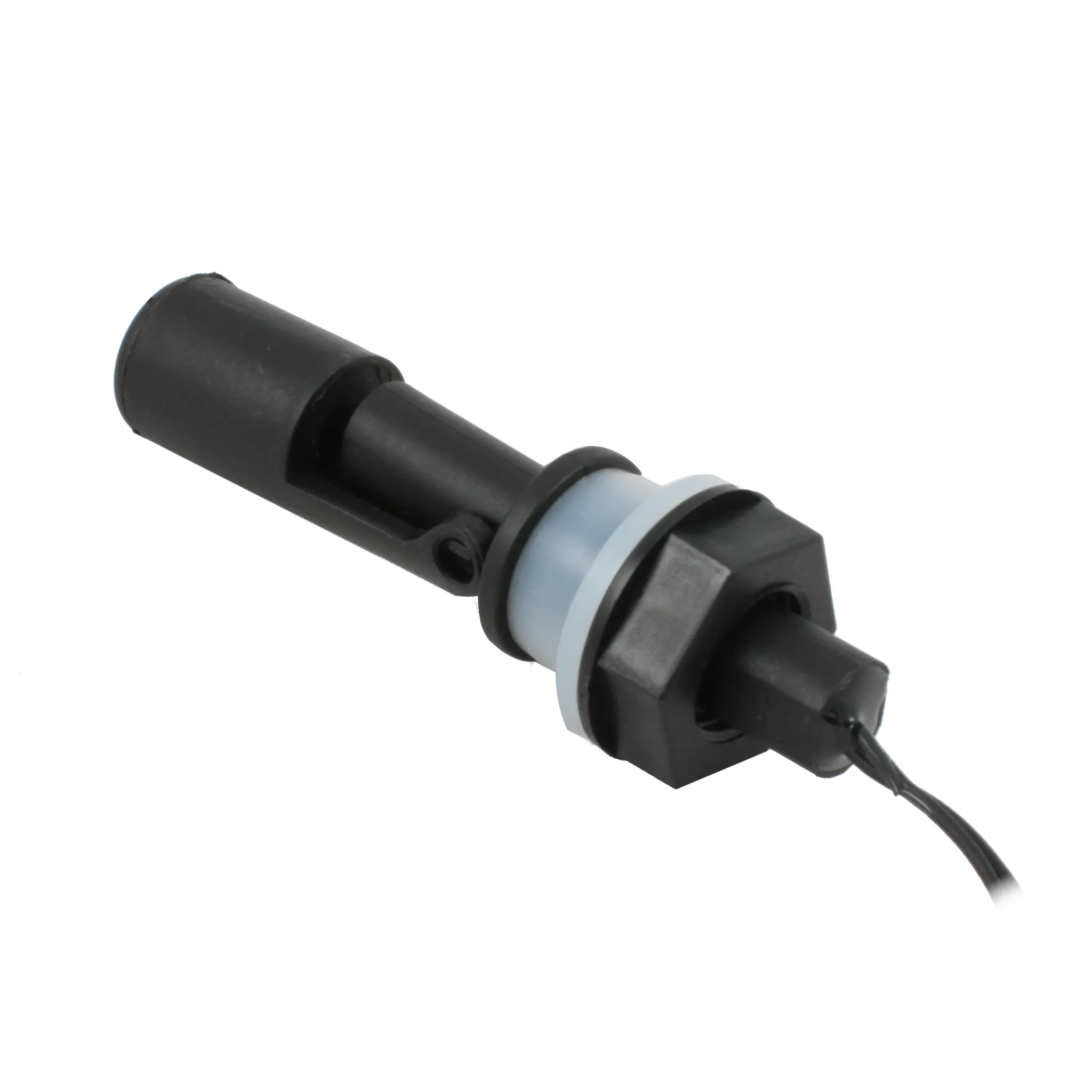 Поплавковый датчик уровня жидкости, горизонтальное исполнение, -20 +80 С, соединение- резьба M16 полипропилен, кабель 500 мм, поплавок - полипропилен