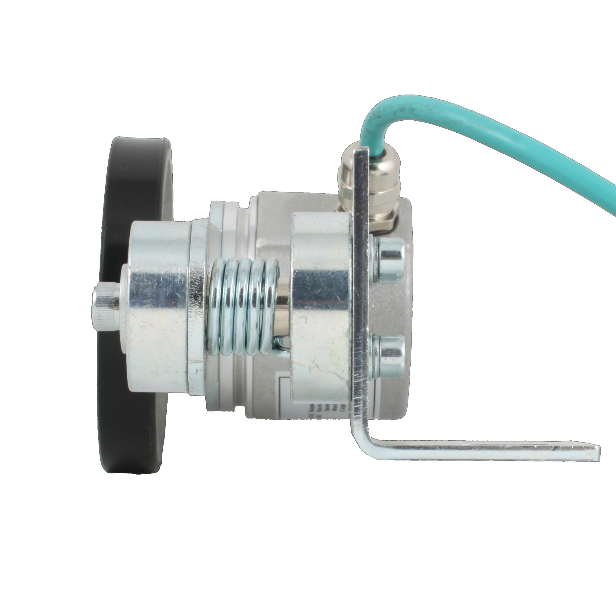 Инкрементальный энкодер D=50мм с мерным колесом L=250мм, контактная поверхность - резина, профиль гладкий, 1имп/0,5мм, 5…30VDC, выход HTL, IP64, -20…+85°C, радиальный кабель 2м