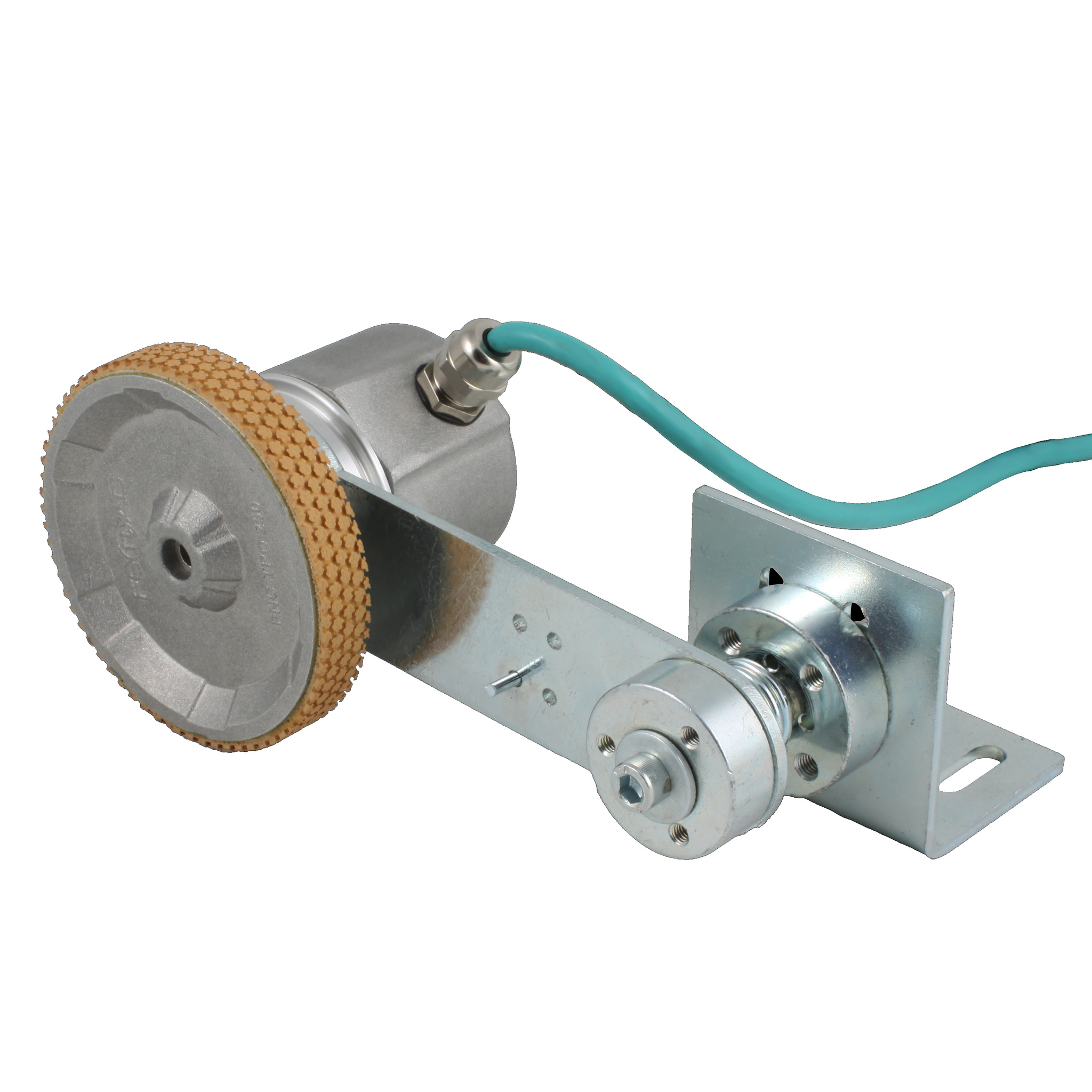 Инкрементальный энкодер D=50мм с мерным колесом L=250мм, контактная поверхность - резина, профиль ребристый, 1имп/1мм, 5…30VDC, выход HTL, IP64, -20…+85°C, радиальный кабель 2м