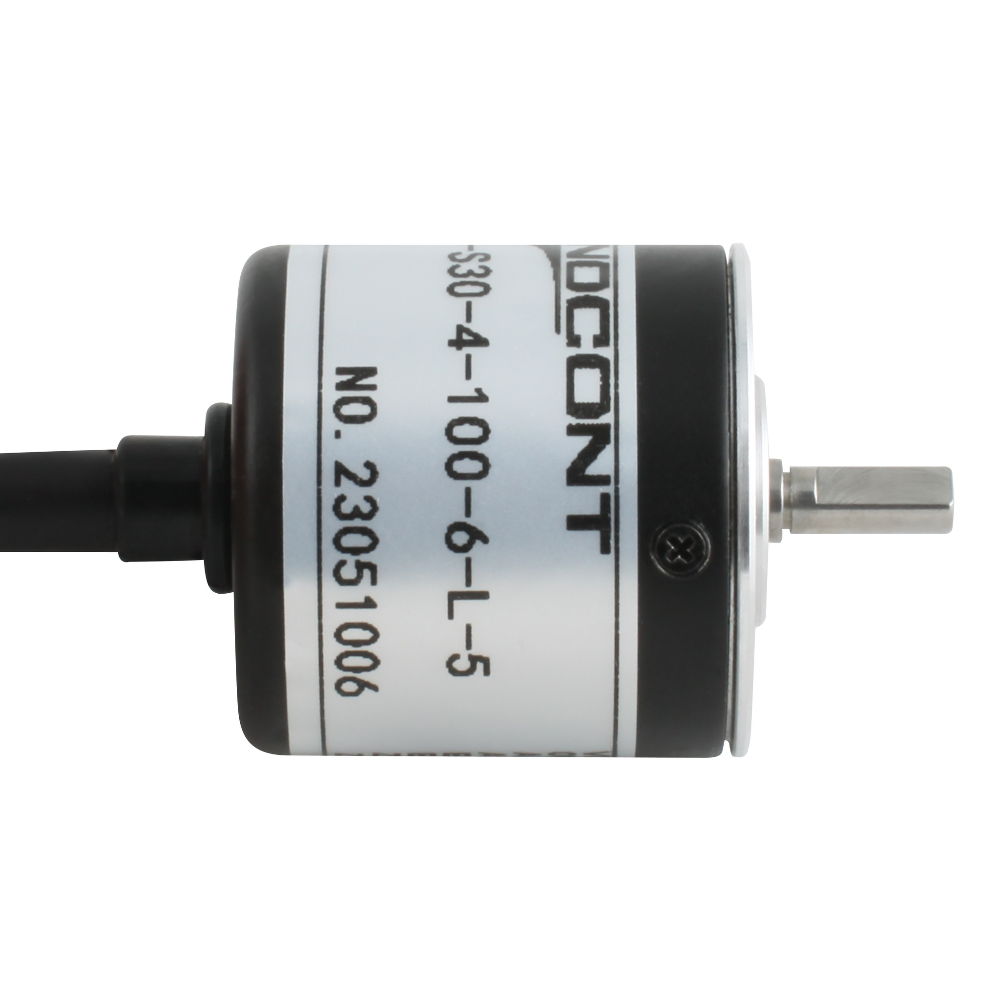 Инкрементальный энкодер D=30мм, выступающий вал 4мм, 200 имп/об, 5VDC, выход TTL, IP54, -20…+80°C, аксиальный кабель 2м