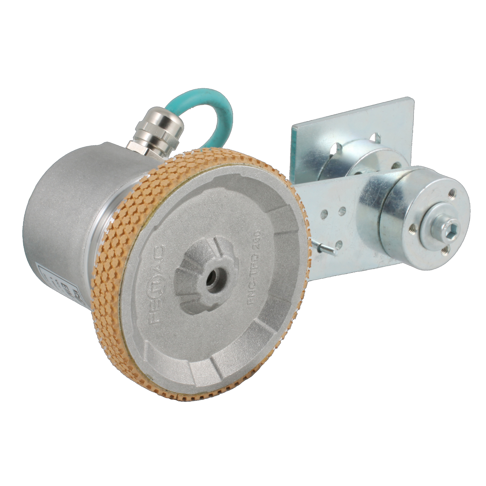 Инкрементальный энкодер D=50мм с мерным колесом L=250мм, контактная поверхность - резина, профиль ребристый, 1имп/0,5мм, 5…30VDC, выход HTL, IP64, -20…+85°C, радиальный кабель 2м